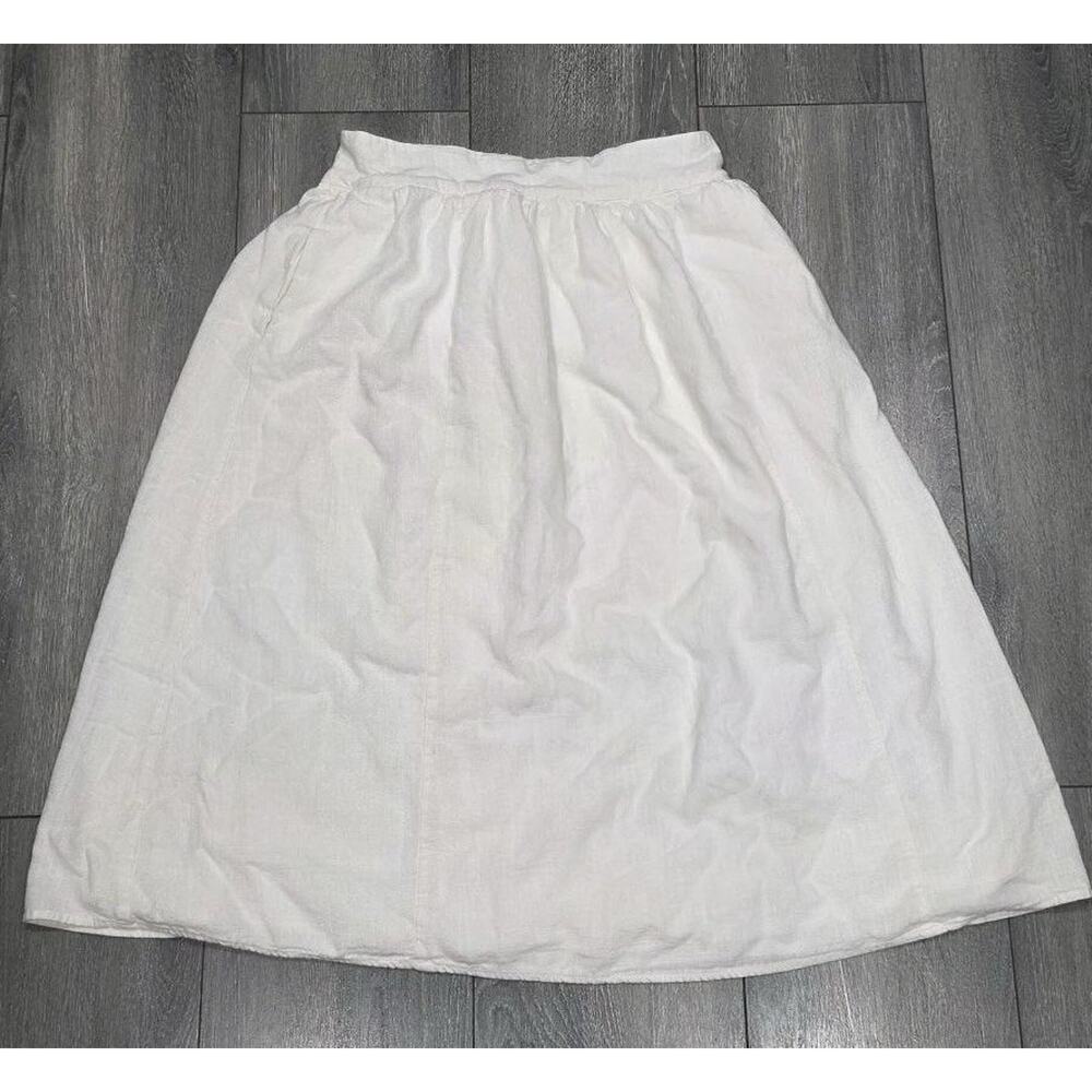 Pookie & Sebastian linen midi boho lagenlook pockets SKIRT White A006215